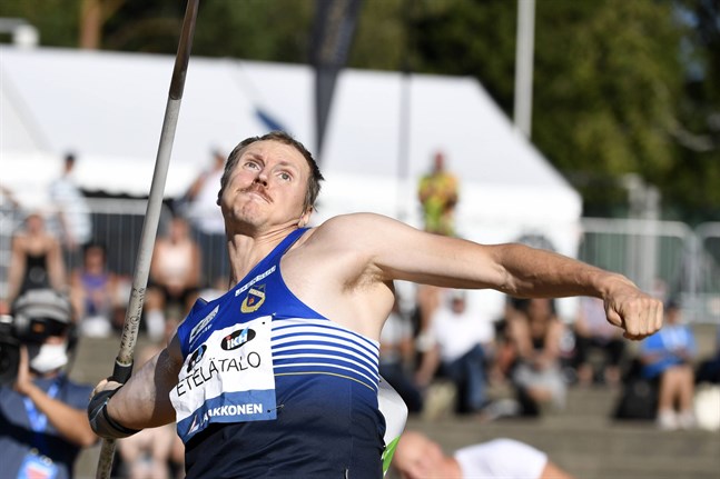 Lassi Etelätalo klämde till med inhemskt årsbästa i tredje omgången i spjutfinalen i Åbo.