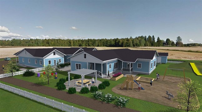 Lappfjärds daghem, tillbyggnaden till höger i bild.