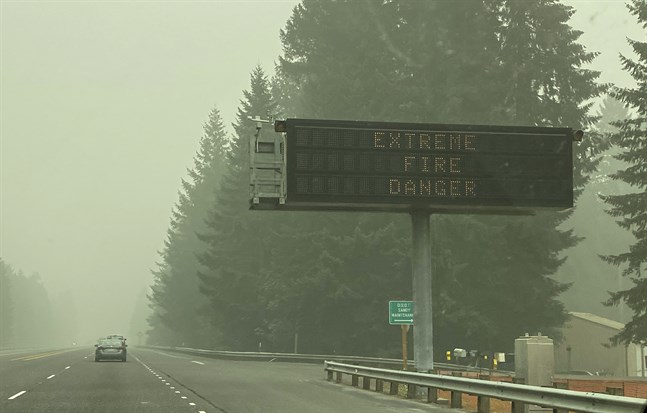 Brandrök i Oregon i måndags, nu har delar av röken nått hela vägen till New York på den amerikanska östkusten.