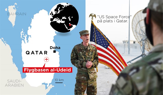 Soldater från "US Space Force" är på plats i Qatar.