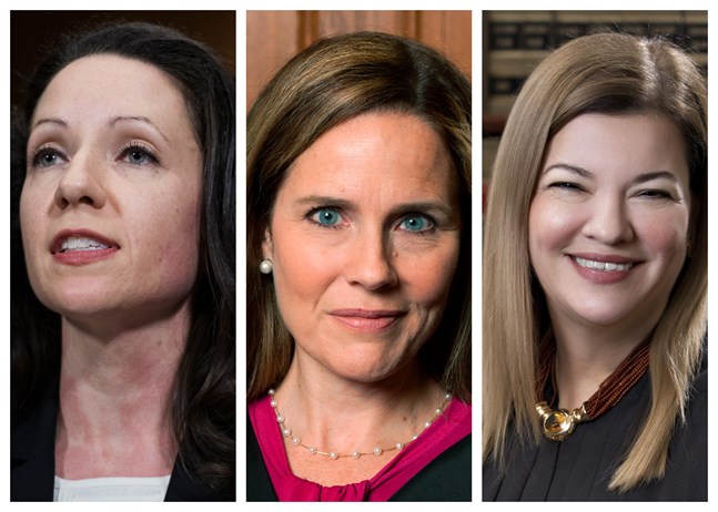 En av de här tre kvinnorna förutspås bli Ruth Bader Ginsburgs efterträdare i USA:s högsta domstol.