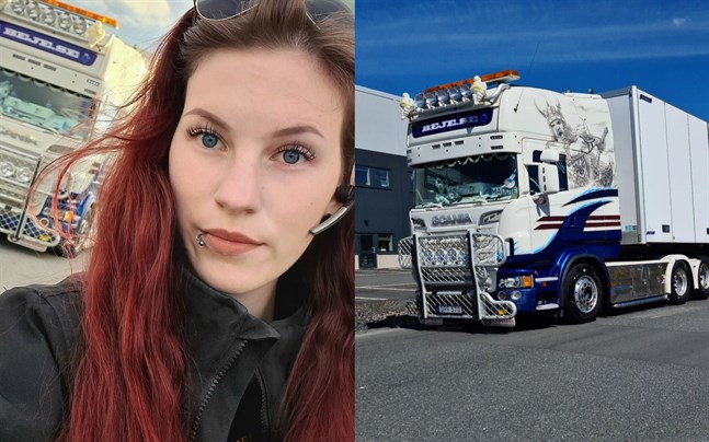 Madeleine Ingves från Monå i Nykarleby bor nu i Sverige. Där kör hon lastbil.