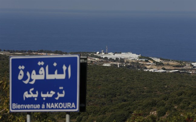 FN:s fredsbevarande styrkors bas i Naqoura i södra Libanon, nära gränsen mot Israel.