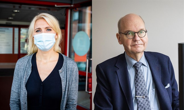 Sjukvårdsdistriktets direktör Marina Kinnunen och Vasas ledande överläkare Heikki Kaukoranta.