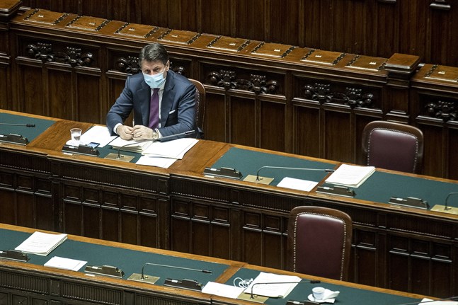 Italiens premiärminister Giuseppe Conte under ett sammanträde tidigare i veckan.
