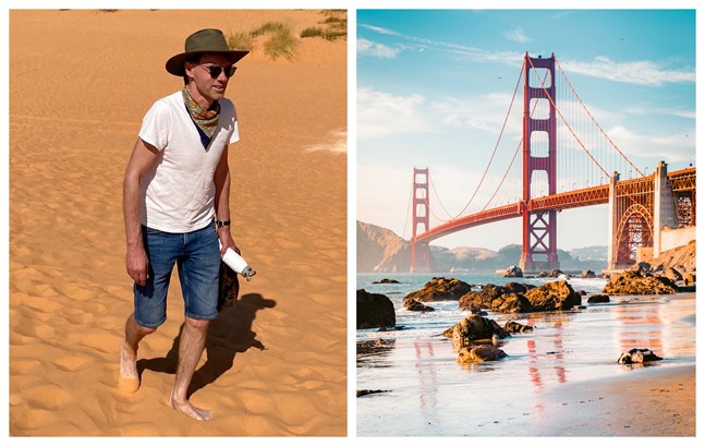 San Fransisco med den karakteristiska bron Golden gate. Kalifornien har en stark tradition att rösta demokratiskt. I årets val stöder Jan Fredrik Simons demokraternas Joe Biden.