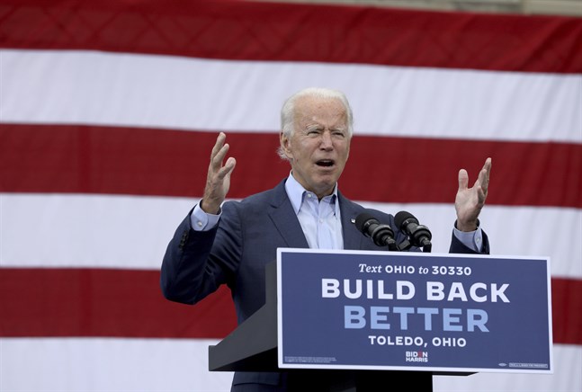 Presidentkandidaten Joe Biden på ett valmöte i Toledo i Ohio den 12 oktober.