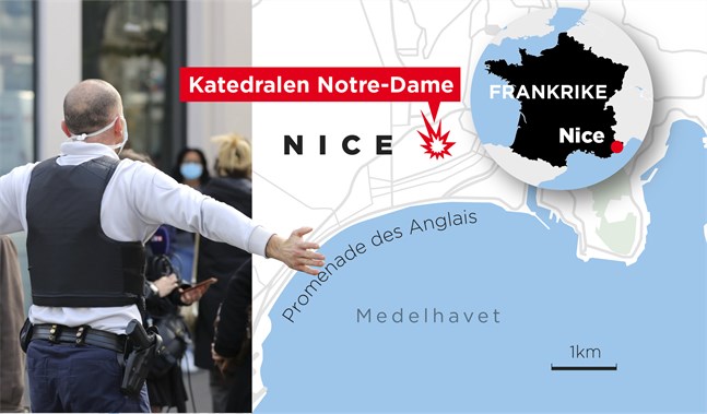Polis trycker tillbaka allmänheten nära platsen för attacken i Nice.