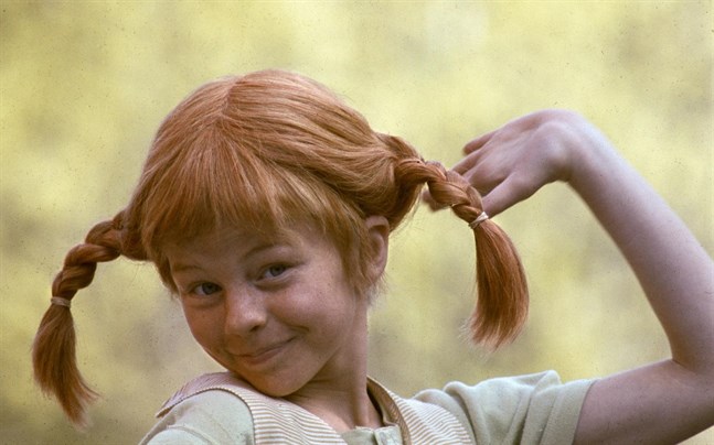 Barnskådespelaren Inger Nilsson i rollen som Pippi Långstrump – flickhjälten som nu fyller 75 år.