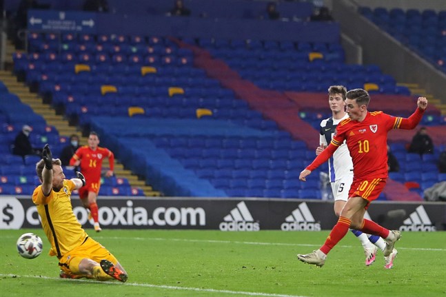 Harry Wilson gjorde Wales första mål i matchen mot Finland.