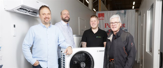 Benny Mörk, Kaj-Erik Leppänen och Sebastian Österblad är glada över att Karl-Erik Aspholm ansluter sig till företaget.