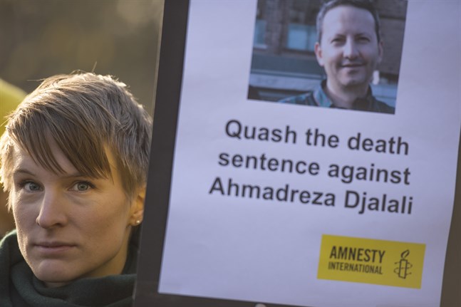 Protester mot den planerade avrättningen av Ahmadreza Djalali. Arkivbild.