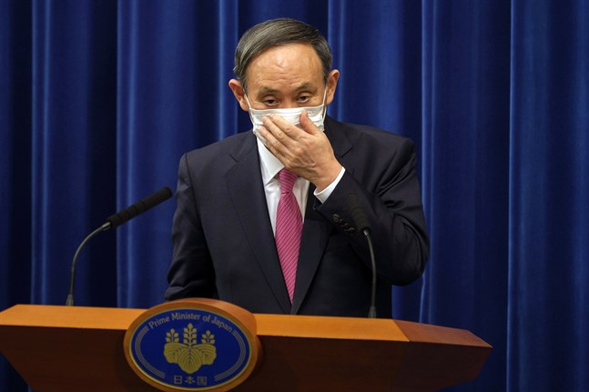 Japans premiärinister Yoshihide Suga, här på en presskonferens på juldagen i fjol.