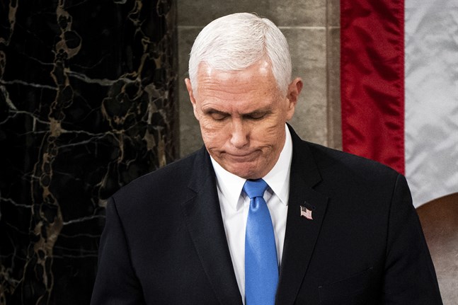 USA:s vicepresident Mike Pence sent på onsdagen i Kapitolium i Washingon.