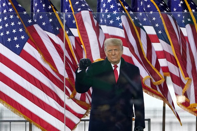 USA:s avgående president Donald Trump vid onsdagens massmöte i Washington DC.