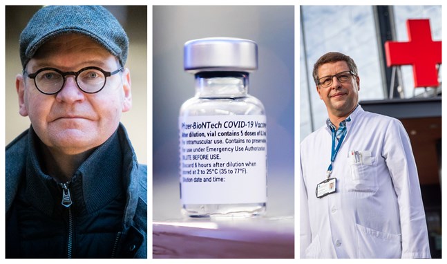 Vaccineringen är i gång i sjukvårdsdistriktet. Till vänster Vasa stads ledande överläkare Heikki Kaukoranta, till höger infektionsöverläkare Juha Salonen.
