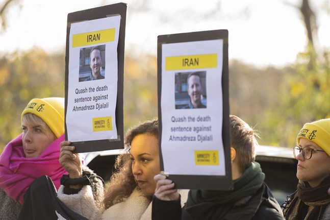 Protester mot den planerade avrättningen av Ahmadreza Djalali. Arkivbild.