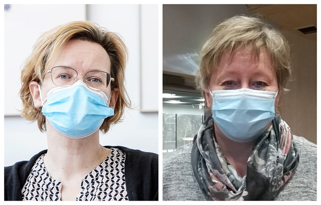 Chefsläkare Pia-Maria Sjöström på Malmska i Jakobstad och Karlebys stadsdirektör Stina Mattila lyfter båda på hatten för Soites arbete mot coronan.