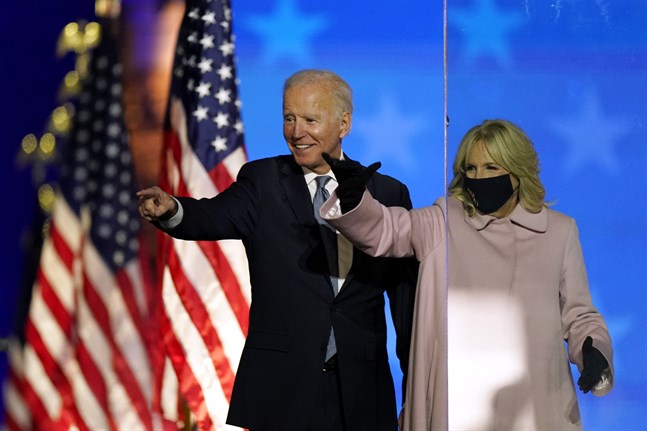 Den demokratiske valvinnaren och blivande presidenten Joe Biden och hans hustru Jill.