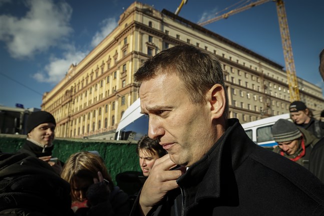 Protester för att Aleksej Navalnyj ska släppas ur fängelse kommer att hållas utanför säkerhetstjänsten FSB:s högkvarter som brukar kallas "Lubjanka" efter torget framför det. Här deltar Navalnyj själv i en protest där år 2012. Arkivbild.