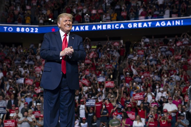 USA:s dåvarande president Donald Trump i Oklahoma sommaren 2020.