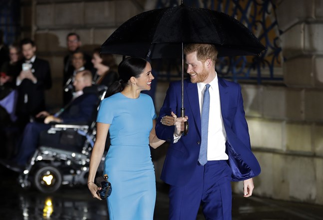 Hertigen och hertiginnan av Sussex, Harry och Meghan, i London i mars i fjol.