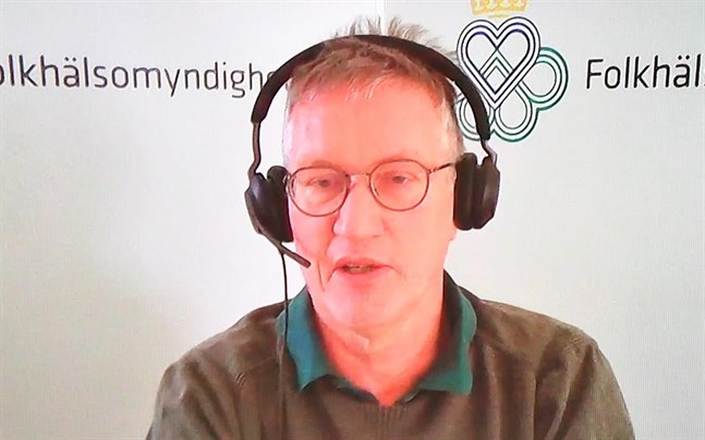 Anders Tegnell, statsepidemiolog, Folkhälsomyndigheten, deltar på dagens myndighetsgemensamma digitala pressträff om coronaläget.
