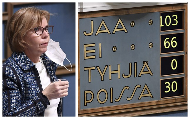 103 ledamöter röstade för fortsatt förtroende för justitieminister Anna-Maja Henriksson (SFP).