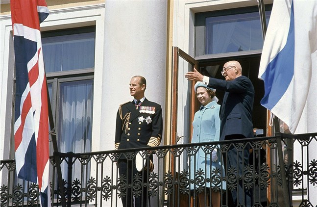 Prins Philip besökte Finland många gånger. Här med drottning Elisabet II och president Urho Kekkonen.