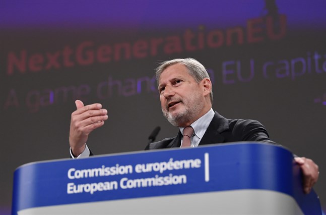EU:s budgetkommissionär Johannes Hahn laddar för att låna 150 miljarder euro om året fram till 2026.