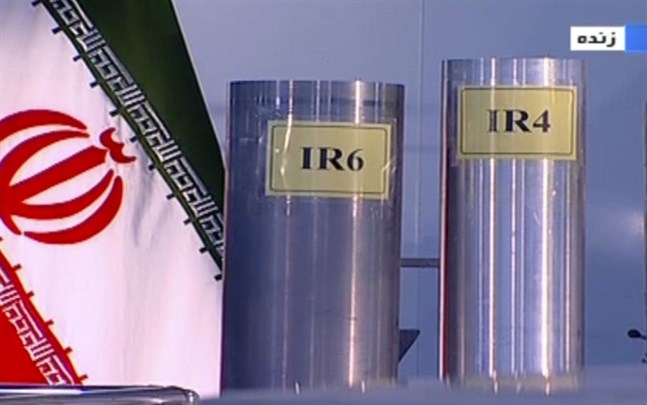 Iranska centrifuger för anrikning av uran, visade i statlig tv 2018.