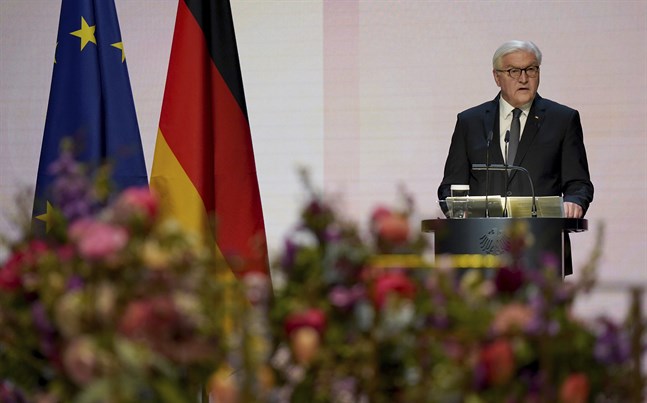 Tysklands president Frank-Walter Steinmeier vid minnesceremonin.