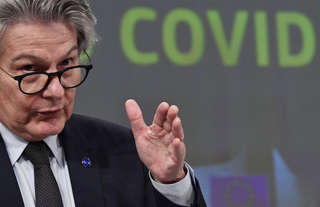 EU:s inremarknadskommissionär Thierry Breton är optimistisk när det gäller vaccineringar och vaccinleveranser i EU. Arkivfoto.