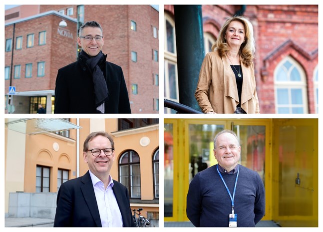 Rektorerna Boris Ståhl på YA, Lisbeth Fagerström på ÅA, Sören Kock på Hanken och Örjan Andersson på Novia säger att fabriksetableringen i Vasa är en positiv nyhet för regionen och skolorna.