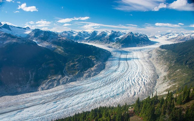 Glaciären Klinaklini i Kanada täcker än så länge en yta på cirka 500 kvadratkilometer, men minskar i ökande takt.