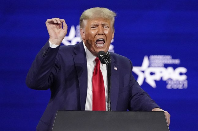 USA:s tidigare president Donald Trump. Bilden är från hans framträdande på den konservativa CPAC-konferensen i slutet av februari.