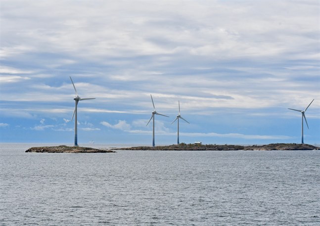 I dag finns det sammanlagt 19 vindkraftverk på Åland. På bilden syns vindkraftverken på Båtskär.