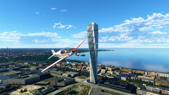 Flera av landmärkerna i de nordiska länderna har skapats manuellt och adderats till Microsofts flygsimulator. Pressbild.