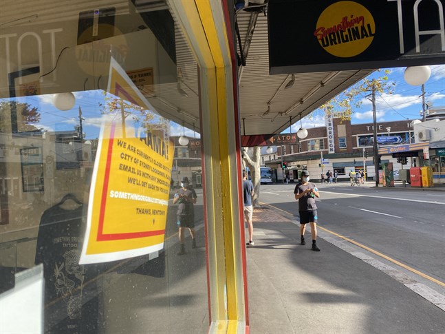 Nedstängda butiker till följd av utbrottet av deltavarianten av coronaviruset i Sydney.
