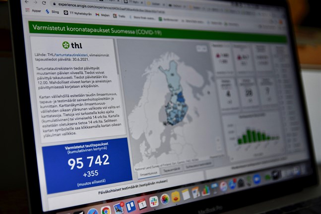 Enligt onsdagens uppgifter hade totalt över 95 700 personer i Finland testat positivt under coronaepidemins gång.