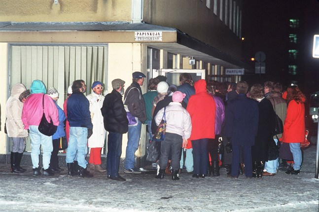 Brödköerna växte snabbt. Den här bilden är från Helsingfors i december 1993.
