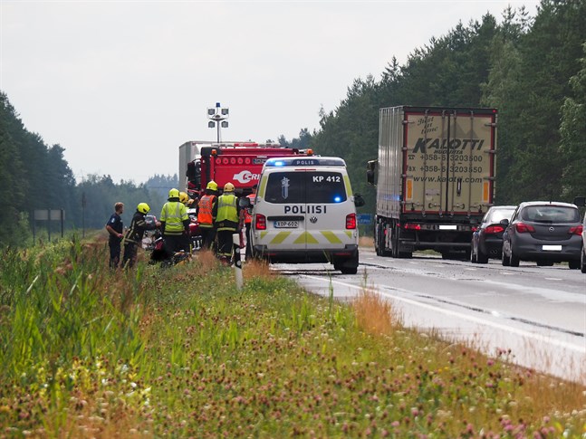 Det inträffade en trafikolycka på riksväg 8 på söndagen.