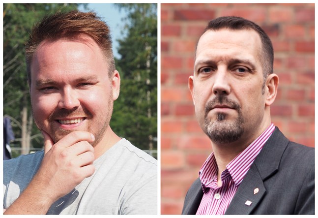 Samlingspartiet innehar posterna som vice ordförande i stadsfullmäktige och stadsstyrelsen. Tommi Mäki (till vänster) föreslås nu bli första viceordförande i fullmäktige och Marko Heinonen första viceordförande i styrelsen.