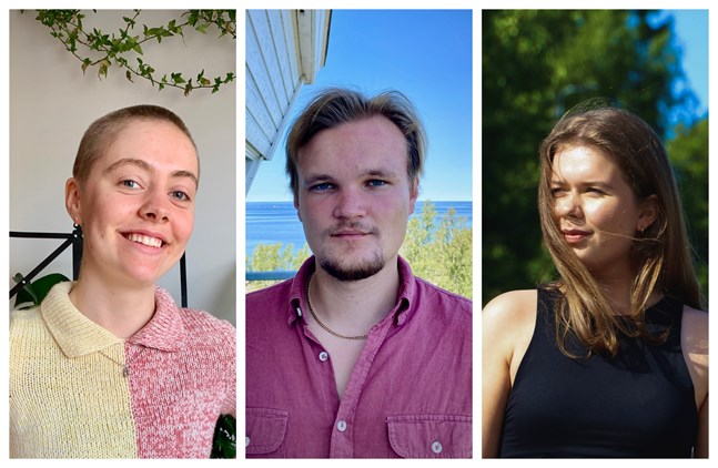 Anni Sahlström, Rasmus Kupi och Hanna Saaranen är inte oroliga över att själva smittas.