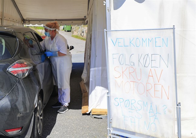 Drive-in-testning i Grimstad i södra Norge tidigare i somras.