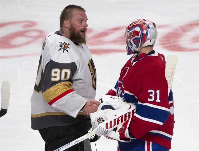 Robin Lehner, till vänster, har riktat kritik mot NHL.