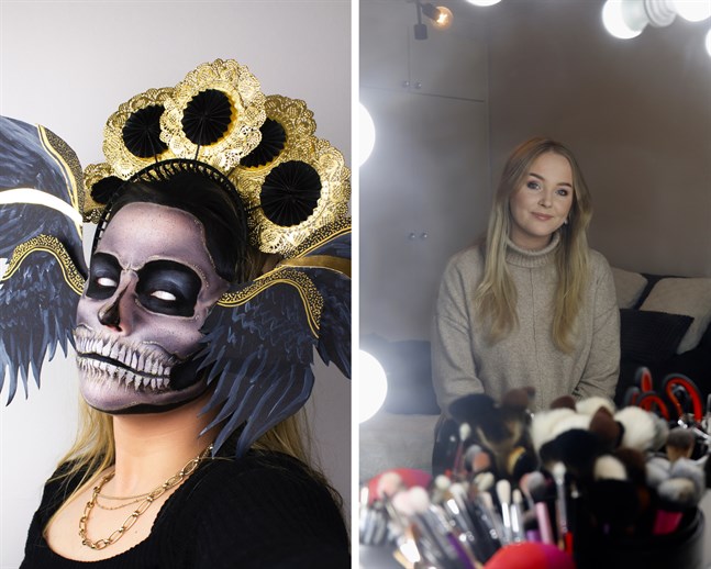 Framför spegeln lägger Marika Råback ner otaliga timmar på att skapa kreativa looks med smink.