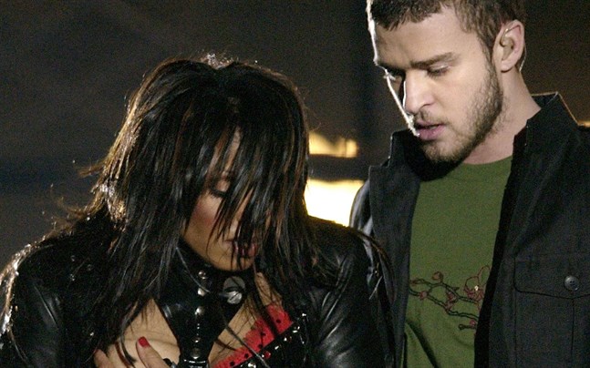 Janet Jackson och Justin Timberlake, under det uppmärksammade framträdandet. Arkivbild.
