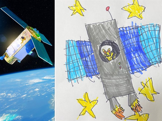 Hur kan en satellit se ut? Låt fantasin flöda fritt och rita en teckning.