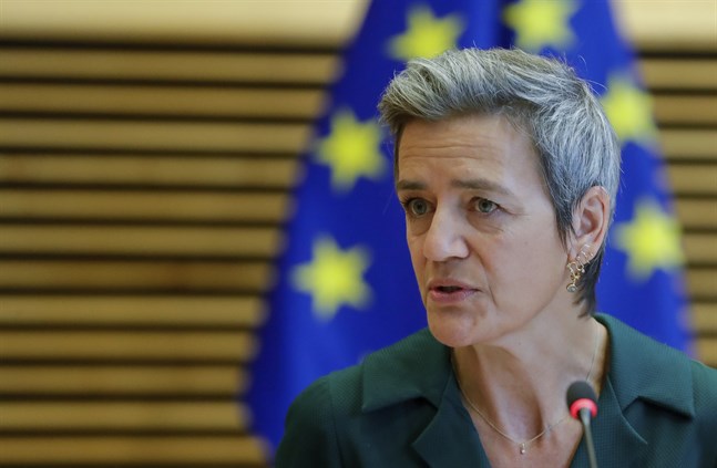 Danska Margrethe Vestager är huvudansvarig för digitala frågor inom EU-kommissionen och lade fram sina förslag om de nya nätlagarna DSA och DMA i december i fjol. Nu behandlas lagarna av EU-parlamentet och ministerrådet. Arkivbild.